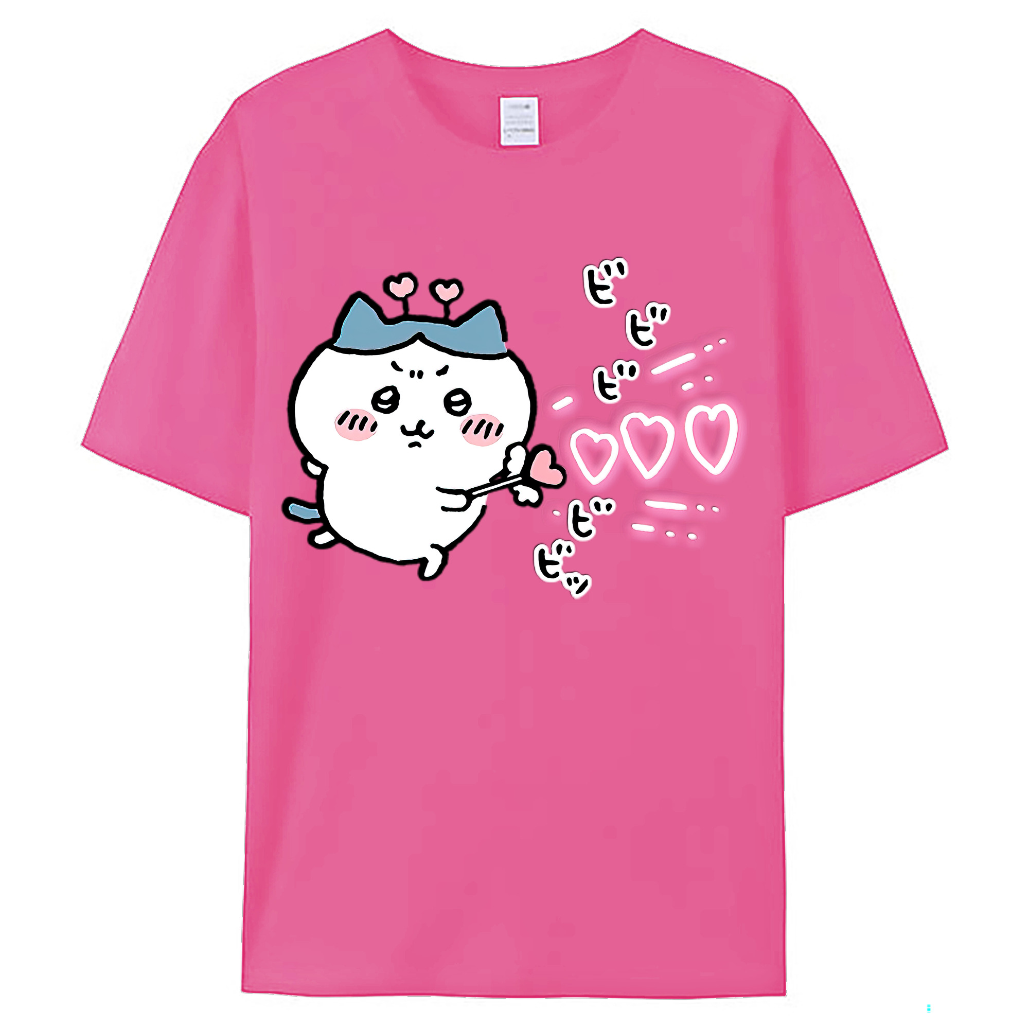（画像用） ちいかわ ハチワレ Chii-kawa hachiware レディースカジュアルプリントTシャツ（綿100％）